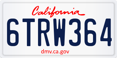 CA license plate 6TRW364