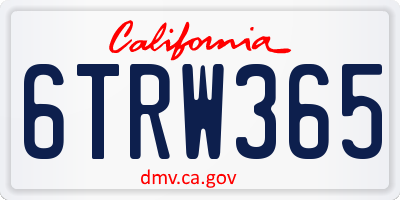 CA license plate 6TRW365