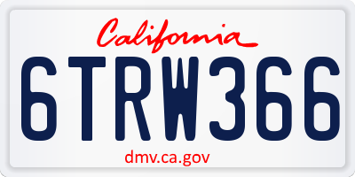 CA license plate 6TRW366