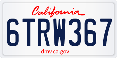 CA license plate 6TRW367
