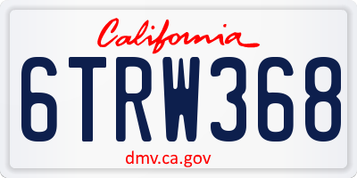 CA license plate 6TRW368