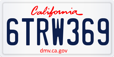 CA license plate 6TRW369