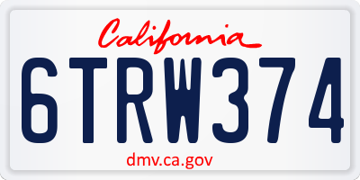 CA license plate 6TRW374