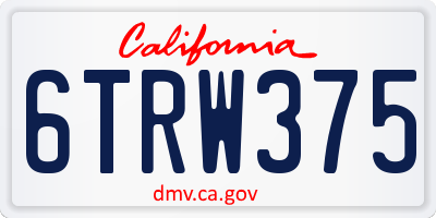 CA license plate 6TRW375