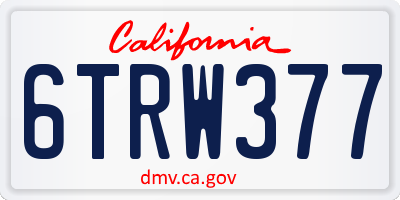 CA license plate 6TRW377