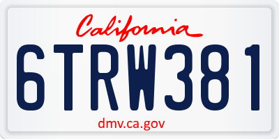 CA license plate 6TRW381