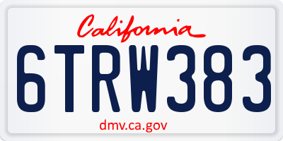 CA license plate 6TRW383