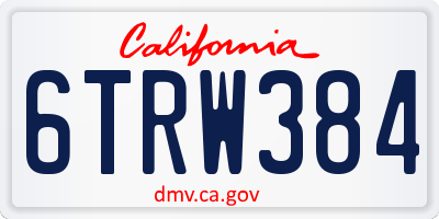 CA license plate 6TRW384