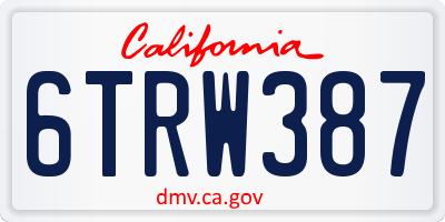 CA license plate 6TRW387