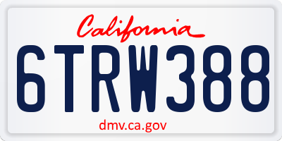 CA license plate 6TRW388