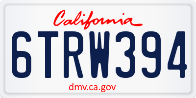 CA license plate 6TRW394