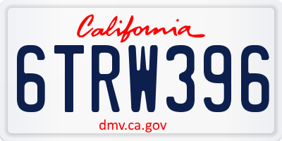 CA license plate 6TRW396