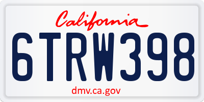 CA license plate 6TRW398