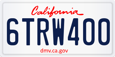 CA license plate 6TRW400
