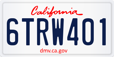 CA license plate 6TRW401