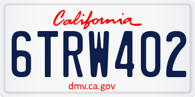 CA license plate 6TRW402