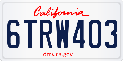 CA license plate 6TRW403