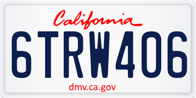 CA license plate 6TRW406