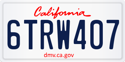 CA license plate 6TRW407