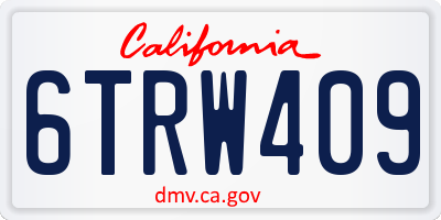 CA license plate 6TRW409