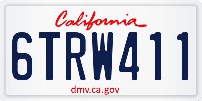 CA license plate 6TRW411