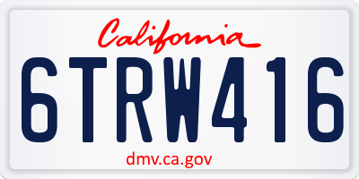 CA license plate 6TRW416