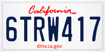 CA license plate 6TRW417