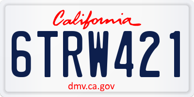 CA license plate 6TRW421