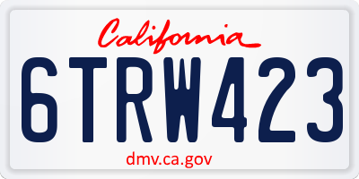 CA license plate 6TRW423