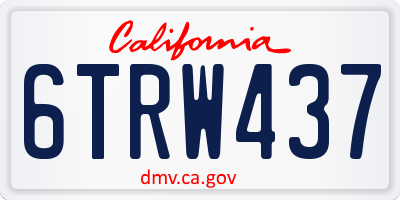 CA license plate 6TRW437