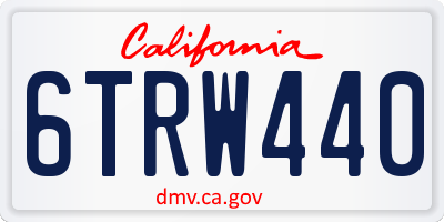 CA license plate 6TRW440