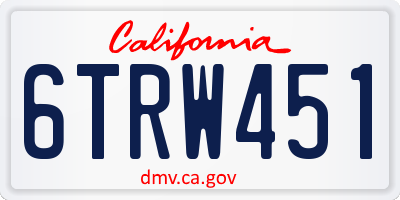 CA license plate 6TRW451