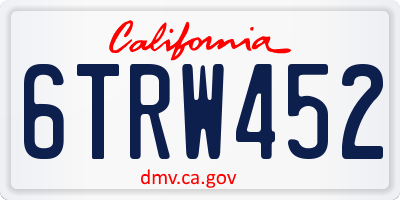 CA license plate 6TRW452