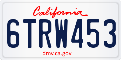 CA license plate 6TRW453