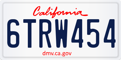 CA license plate 6TRW454