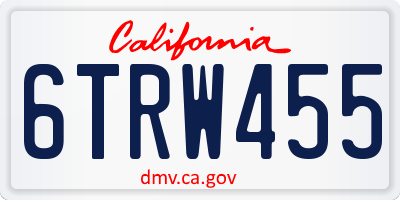 CA license plate 6TRW455