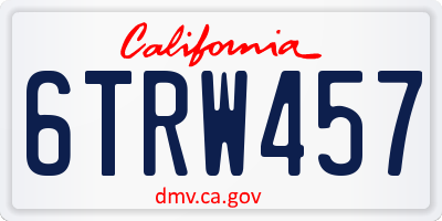 CA license plate 6TRW457