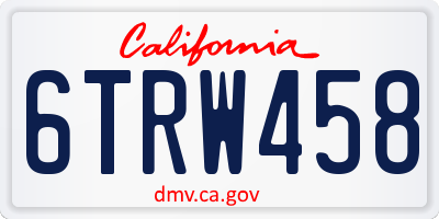 CA license plate 6TRW458