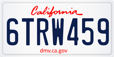 CA license plate 6TRW459