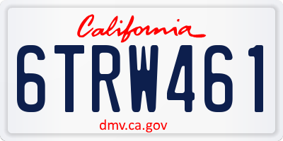 CA license plate 6TRW461