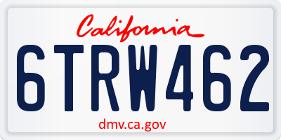 CA license plate 6TRW462