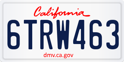 CA license plate 6TRW463