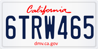 CA license plate 6TRW465