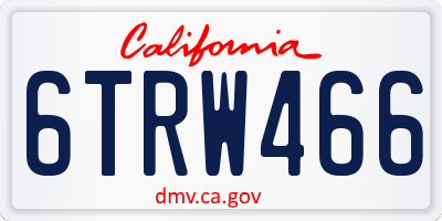 CA license plate 6TRW466
