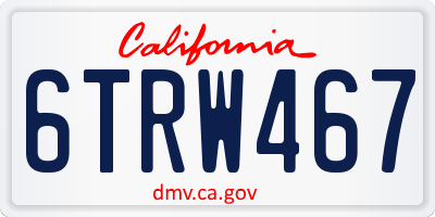 CA license plate 6TRW467