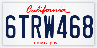 CA license plate 6TRW468