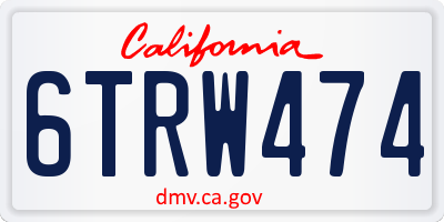 CA license plate 6TRW474