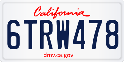 CA license plate 6TRW478