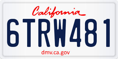 CA license plate 6TRW481