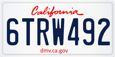 CA license plate 6TRW492